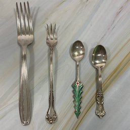 109 Lot Of Four Sterling Silver Spoons And Forks, 76 Grams