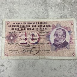 119 Switzerland Banknote 10 Francs Gottfried Keller 1969