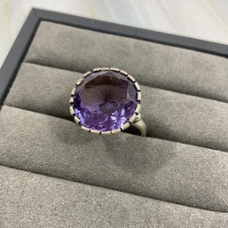 138 Mexico Sterling Silver Amethyst Ring Size 10