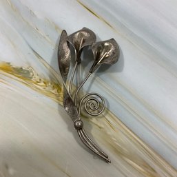 139 Sterling Silver Calla Lily Brooch Pin