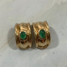 148 Vintage 14k '585' Gold Emerald Clip On Earrings Signed 6 Grams