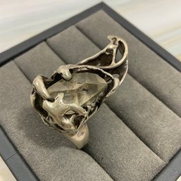 151 Handmade Silver Encased Crystal Ring Size 10.25