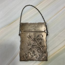 160 Antique Sterling Silver Engraved And Monogrammed Card Case, 48 Grams