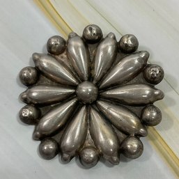 181 Mexico Sterling Silver Flower Brooch Pin