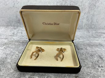 226 Vintage Christian Dior Horseshoe Gold Tone Cufflinks