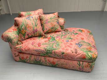 002 Vintage Custom Kaasco Pink Floral Lily Print Chaise Lounge Chair #1