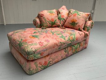 003 Vintage Custom Kaasco Pink Floral Lily Print Chaise Lounge Chair #2