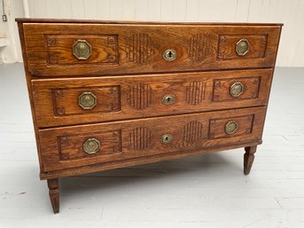 012 Continental Neoclassical Oak Chest Dresser Drawers With Palm Tree Details