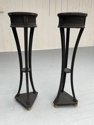 019 Pair Of Vintage Ebonized Decorative Black Plant Stands