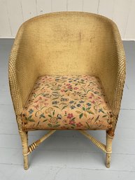 027 Antique Edward Day LTD Woven Wicker Floral Cushion Childs Chair