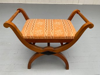 029 Empire Style Mahogany Orange Upholstered Chair Bench