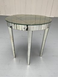 034 Vintage Oval Mirrored Side Table AS IS