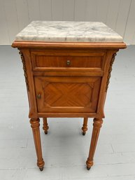 038 Antique Marble Top French NightstandSide Table