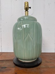 039 Jade Green Leaf Print Ceramic Table Lamp Without Shade