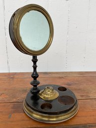 049 Antique Wood Vanity Shaving Mirror