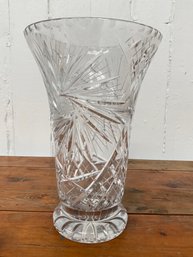 054 Unmarked Hand Cut Crystal Vase 12'