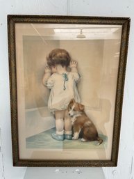 058 Vintage Bessie Pease Gutmann 'In Disgrace' 1980s Framed Lithograph