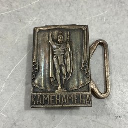 092 Vintage Silver Kamehameha Belt Buckle