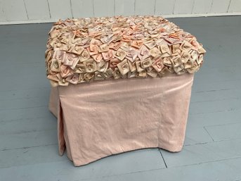 096 Vintage Dransfield And Ross Pink Silk Rose Foot Stool Topper