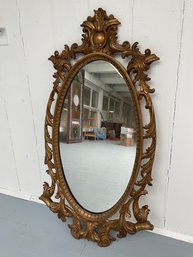 105 Antique Gold Gilt Ornate Oval Wall Mirror AS IS