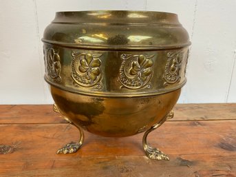 111 Antique Clover Embossed Brass Plant Pot