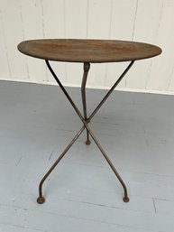 120 Antique Metal Round Side Table