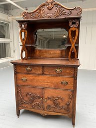 152 Antique Oak Server Buffet Sideboard Cabinet