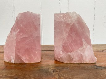 155 Vintage Pink Rose Quartz Crystal Bookends