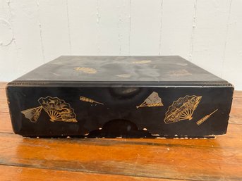 158 Antique Japanese Black Lacquered Storage Box