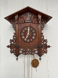 159 Antique Black Forest Quail Cuckoo Wall Clock