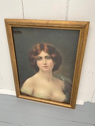 169 Vintage Gold Framed Print Of Victorian Woman