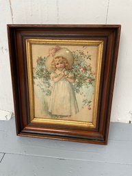 170 Vintage Child With Flowers Framed Print