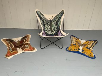 #3F Vintage 1970s Butterfly Chair With Extra Handpainted Covers