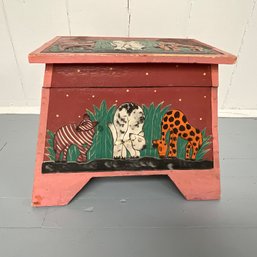 #7F Indonesian Handpainted Box Step Stool