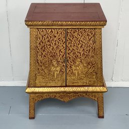 #13F Vintage Thai Lacquered Manuscript Cabinet