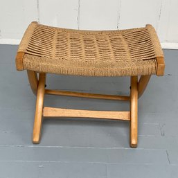 #17F Mid Century Danish Folding Cord Ottoman Footrest