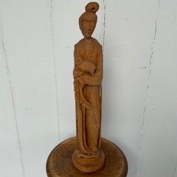 #23RA  Antique Chinese Carved Wooden Guanyin Figure, Hong Kong Statue