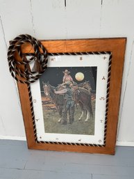 188 Vintage Buckeye Blake West Of The Moon Framed Signed Print With Attached Rope