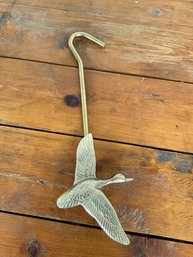 191 Vintage Brass Flying Duck/Goose Fireplace Damper Pull Hook Hanger