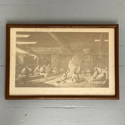 #31F John Webber (1752 - 1793) 1784 'The Inside Of A House In Nootka Sound'  Framed Engraving