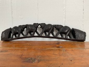 197 Vintage Hand Carved Chinese Elephant Bridge Wood Sculpture