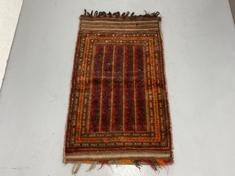 111 Reversible Red, Orange, And Brown Handmade Floor Mat/Sack