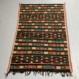 #61RA  Vintage Large Hanging African Multicolored Wall Weaving 66 X 46'