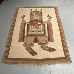 #62RA Vintage Ecuadorian Designed Area Rug Beige And Tan