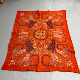 #63RB Vintage 1960s Orange Felt Peruvian Weaving