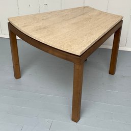 #67F Mid Century Wedge Travertine Side Table