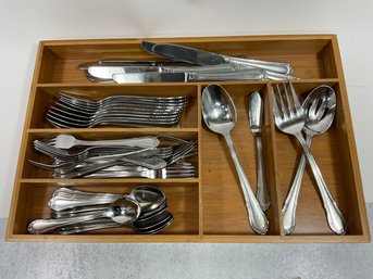 108 Set Of Hampton Silversmiths Stainless Steel Flatware With Holder