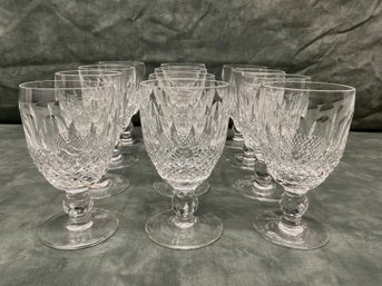 027 Set Of Twelve Waterford Cut Crystal Stemmed Wine Glasses