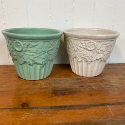 #93RB Lot Of 2 Vintage Larger McCoy Planters