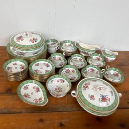 #94RB Antique Set Of Aynsley Green Rose Floral China